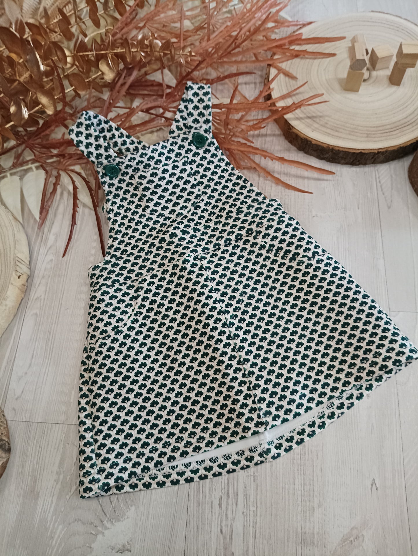 Salopette Vestitino con Fiocco sul Retro Stampata Fantasia Geometrica Ativo Kids Bambina 6-36 Mesi
