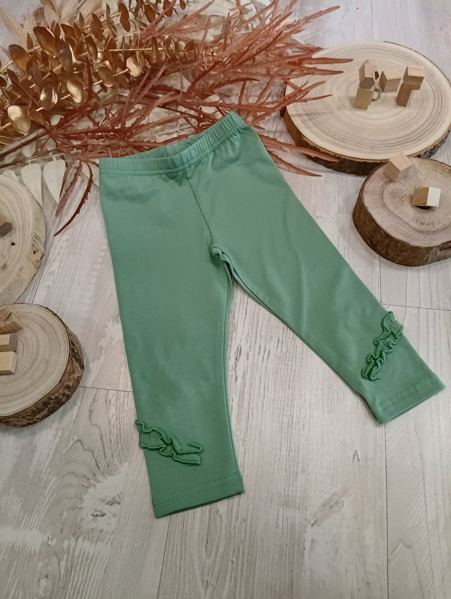 Leggings Color Verde Pastello Felpato con Ruche in fondo Ativo Kids Bambina 6-36 Mesi