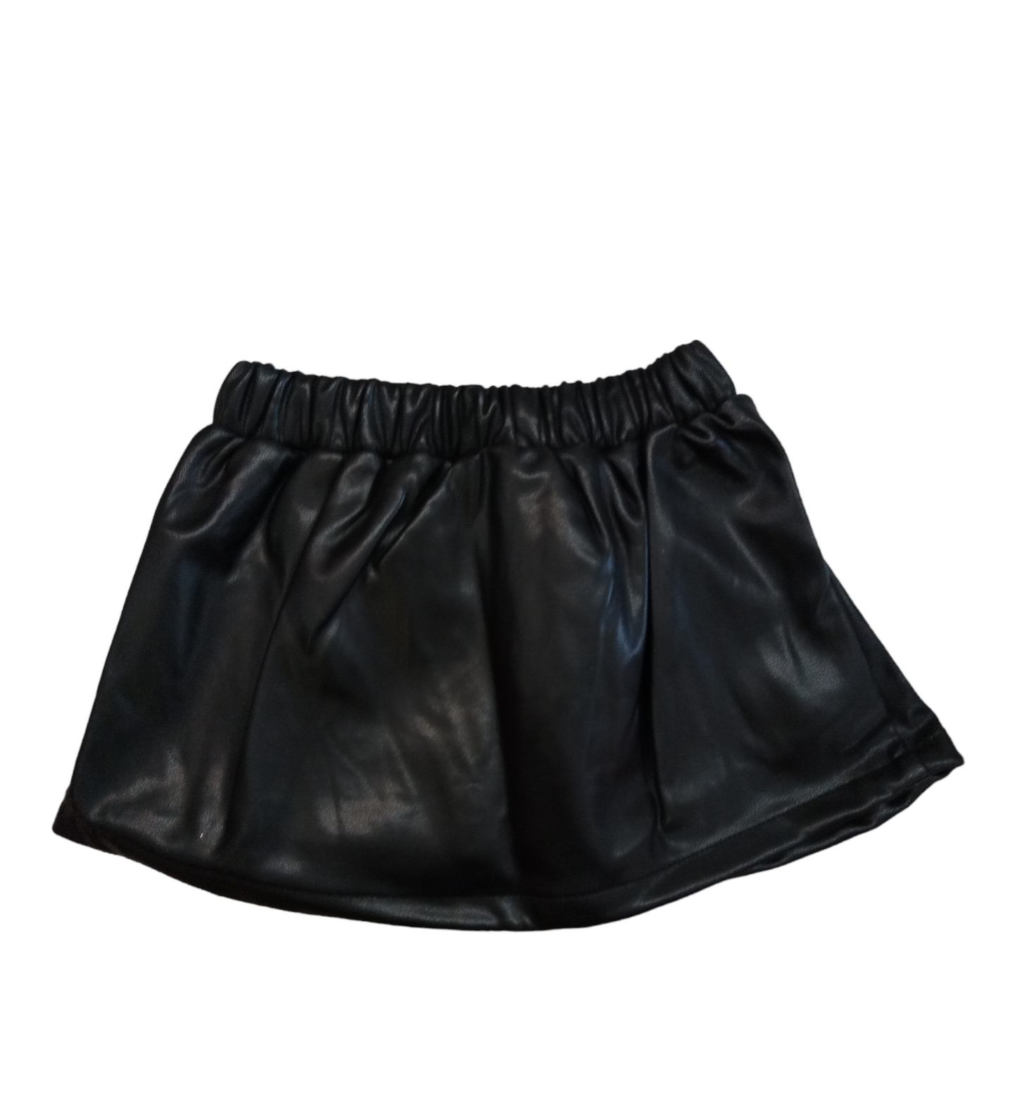 Gonna in Similpelle Nera a Pieghe Effetto Plissé con Elastico in Vita Ativo Kids Bambina 12-36 Mesi