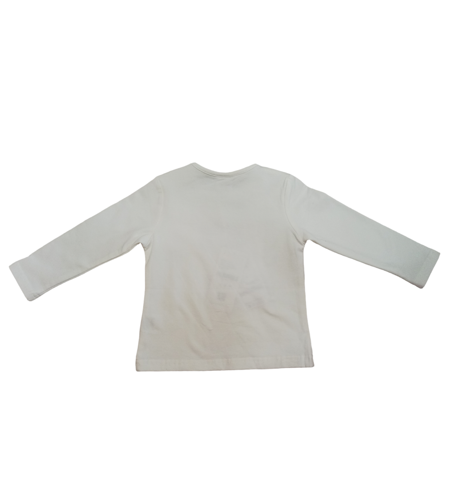 T-Shirt Bianca Felpata Manica Lunga con Stampa Girl Ativo Kids Bambina 12-36 Mesi