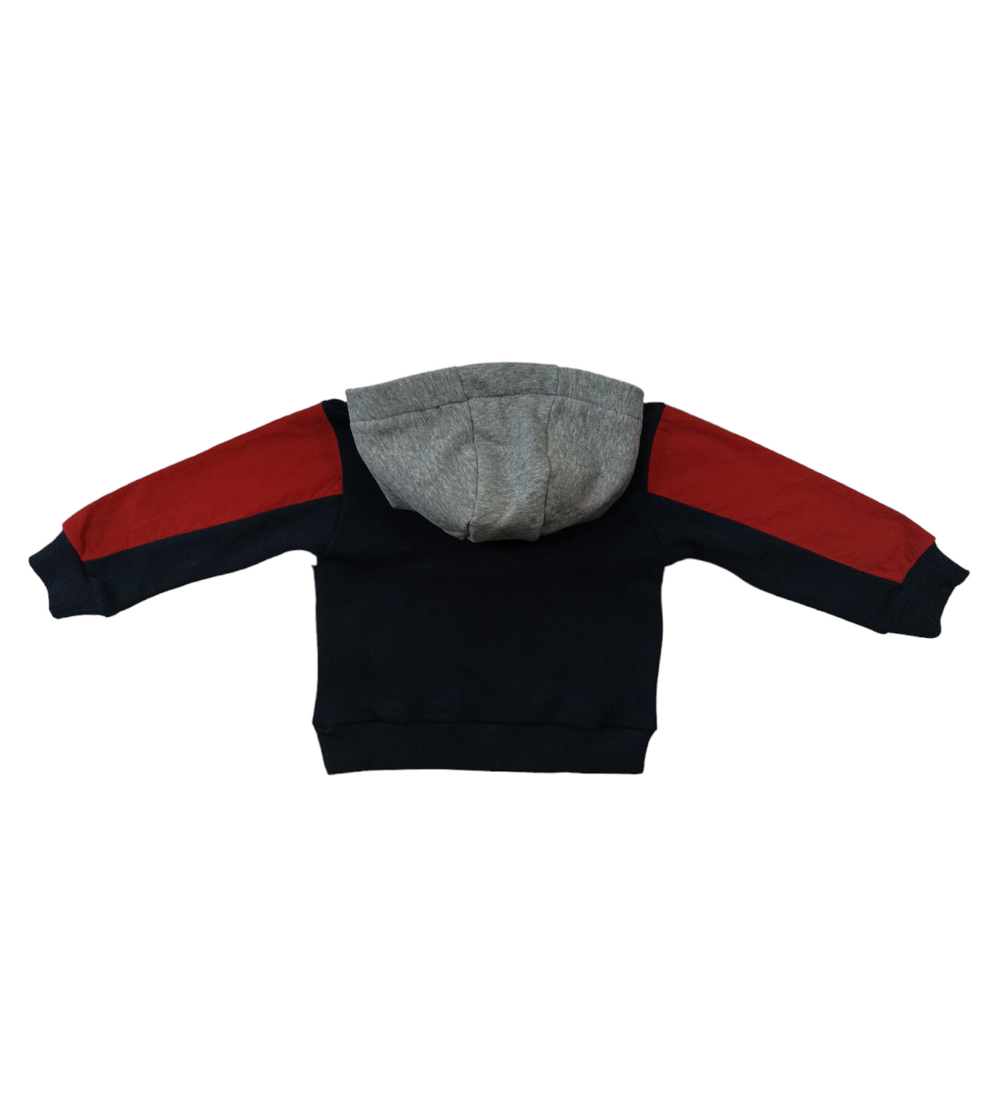 Felpa con Cappuccio Felpata Tre Colori Grigio Blu e Ruggine con Tasca sul Davanti Ativo Kids Bambino 12-36 Mesi
