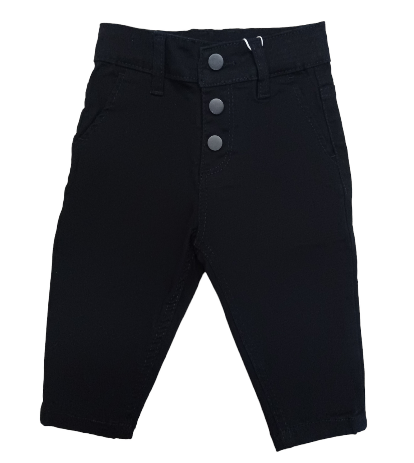 Pantalone Elasticizzato in Jersey di Caldo Cotone Color Blu Scuro Tre Bottoni Ativo Kids Bambino 6-36 Mesi