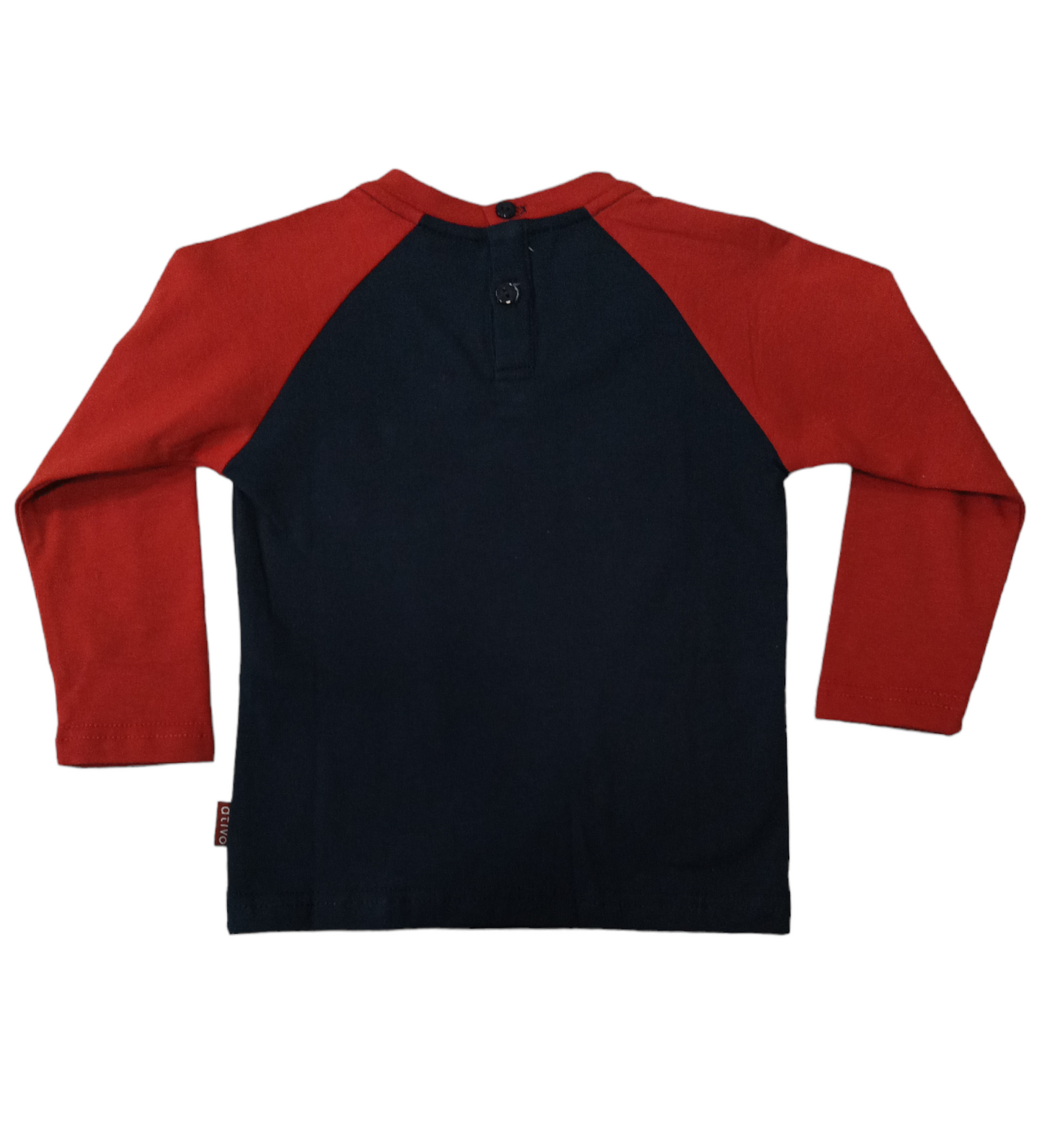 T-Shirt in Jersey di Caldo Cotone Bicolore Ruggine e Blu con Taschino e Stampa in Rilievo Ativo Kids Bambino 12-36 Mesi