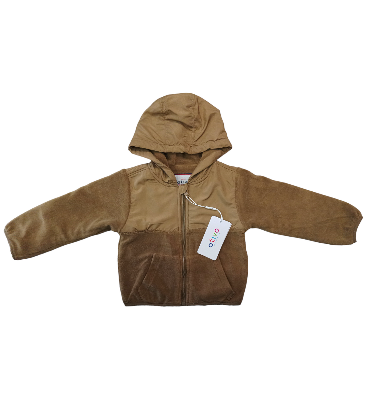 Giubbino in Pile Felpa Con Cappuccio in Doppio Tessuto Interno Pile Color Lampo Ativo Kids Bambino 12-36 Mesi