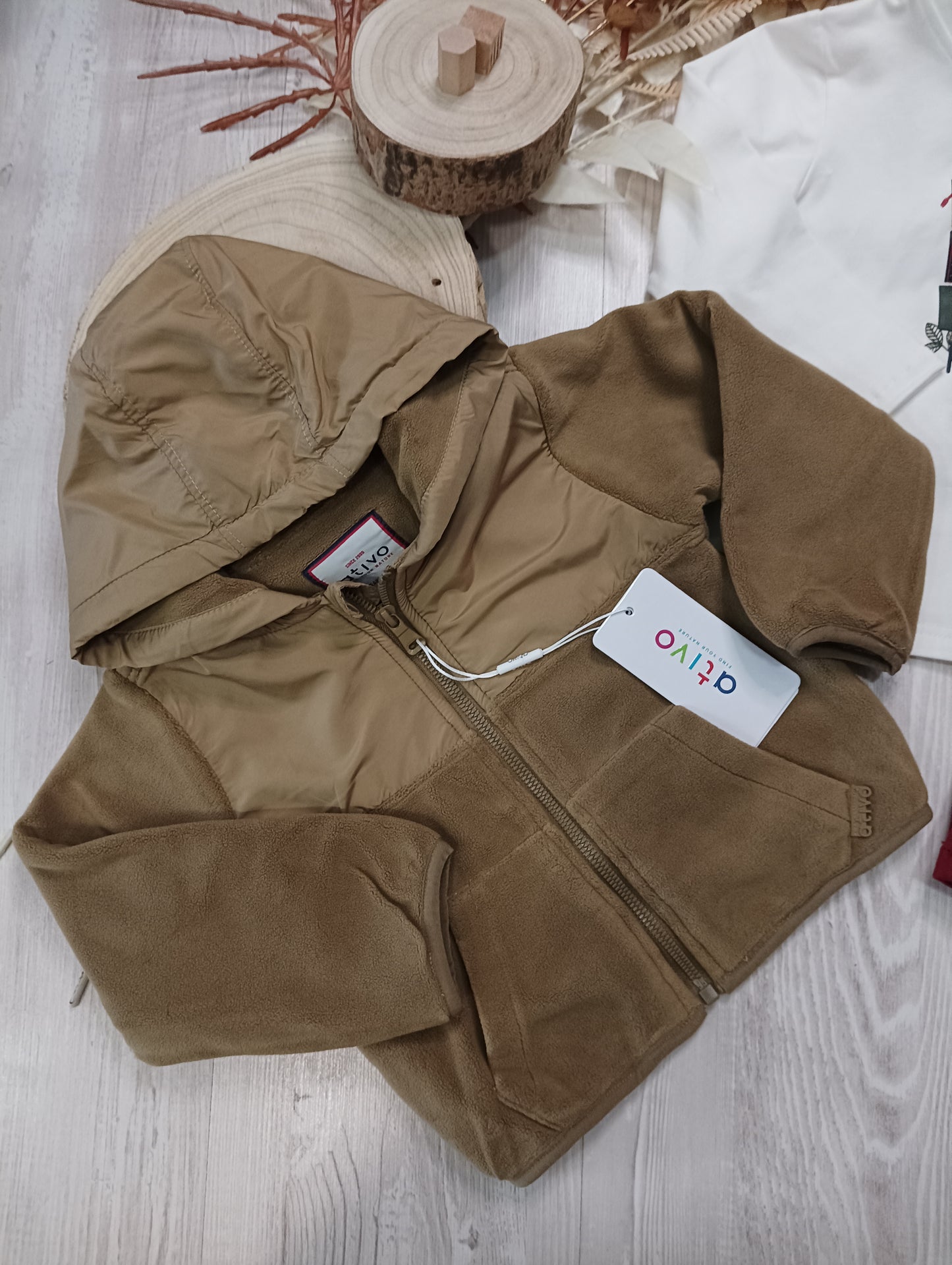 Giubbino in Pile Felpa Con Cappuccio in Doppio Tessuto Interno Pile Color Lampo Ativo Kids Bambino 12-36 Mesi