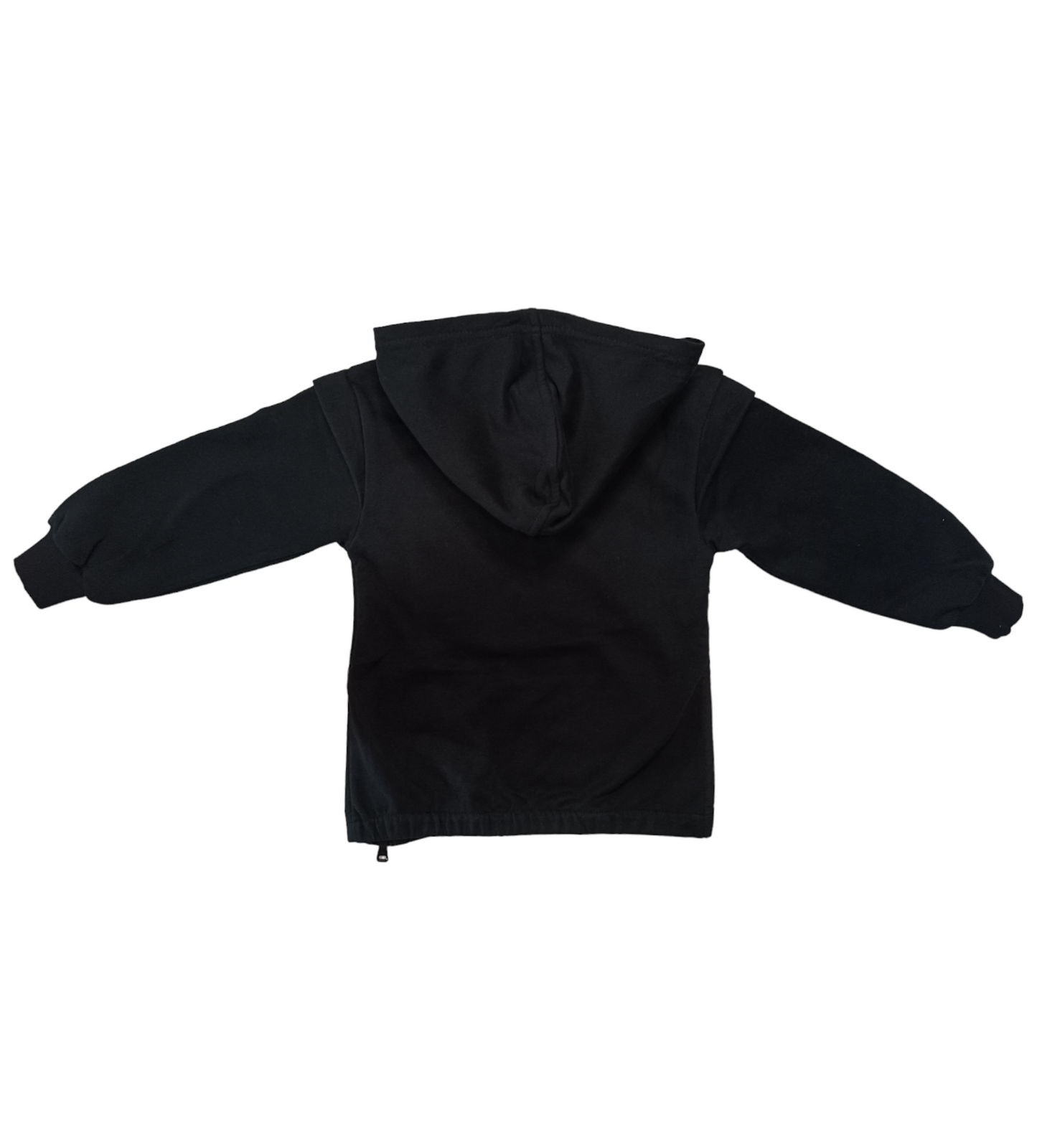 Maxi Felpa Nera con Cappuccio in Doppio Tessuto Caldo Cotone e Tessuto Tecnico Ativo Kids Bambina/Ragazza 4-14 Anni