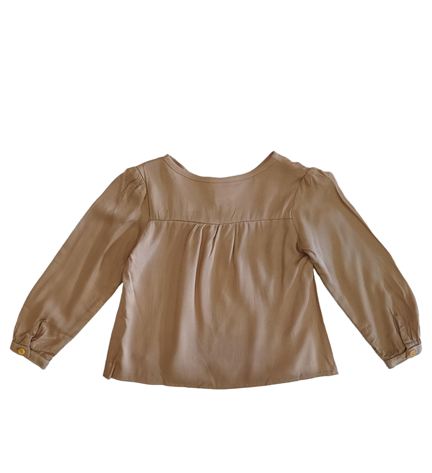 Camicetta in Viscosa Manica Lunga Color Seppia Cordino di Chiusura con Nappette Ativo Kids Bambina/Ragazza 4-12 Anni