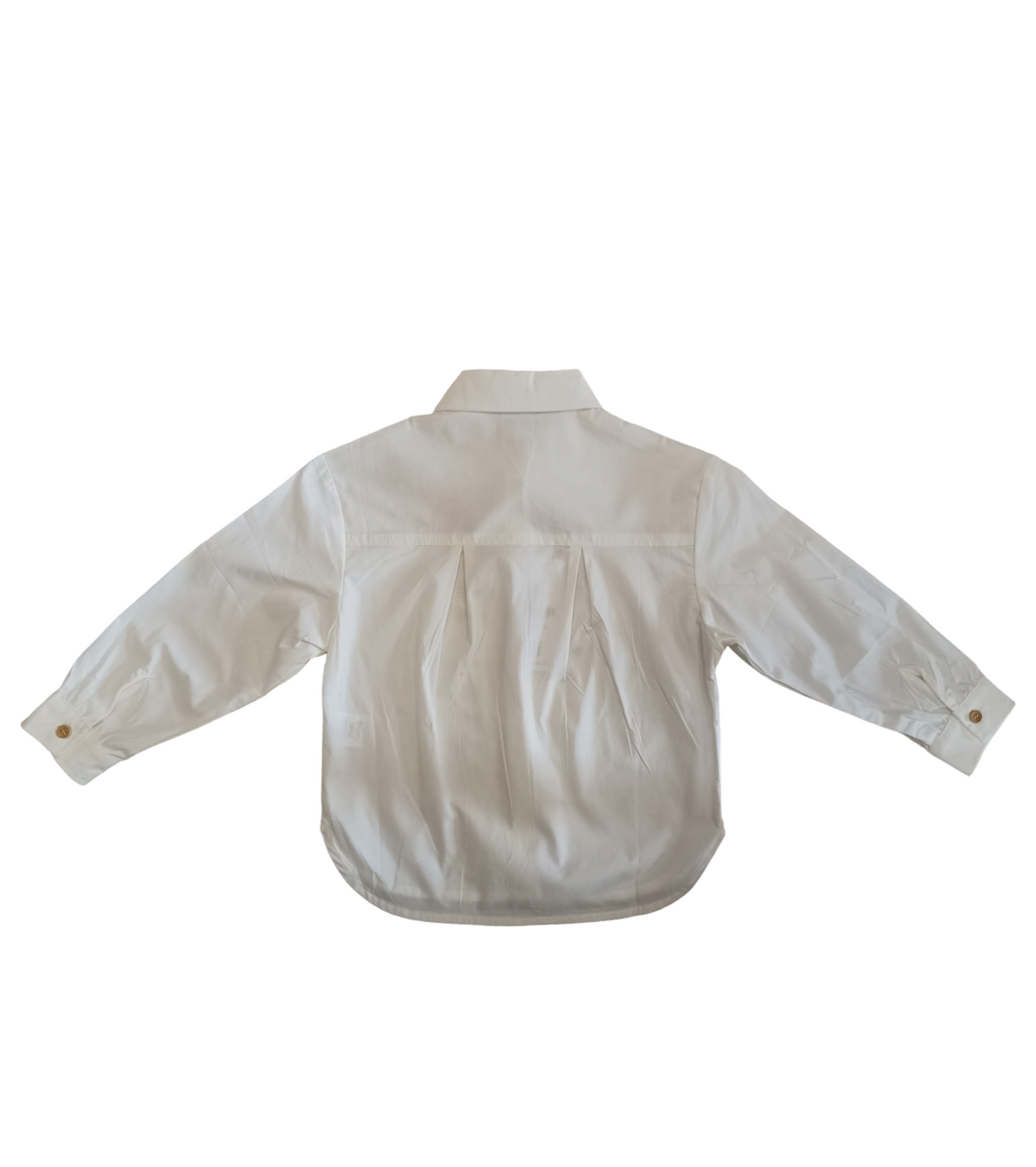 Camicia Bianca Stondata con Bottoni Beige Ricamo Floreale sul Davanti Ativo Kids Bambina/Ragazza 4-12 Anni