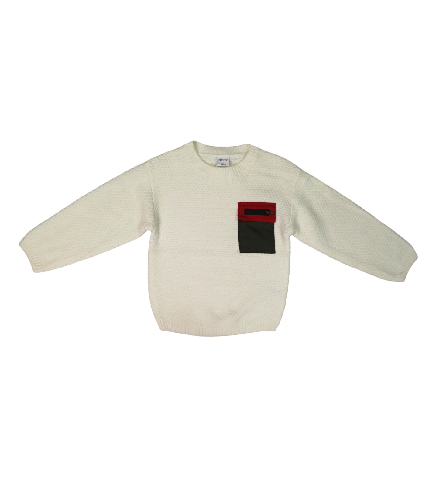 Maglione Lavorato a Maglia con Taschino Bicolore Sul Davanti Ativo Kids Bambino/Ragazzo 4-14 Anni