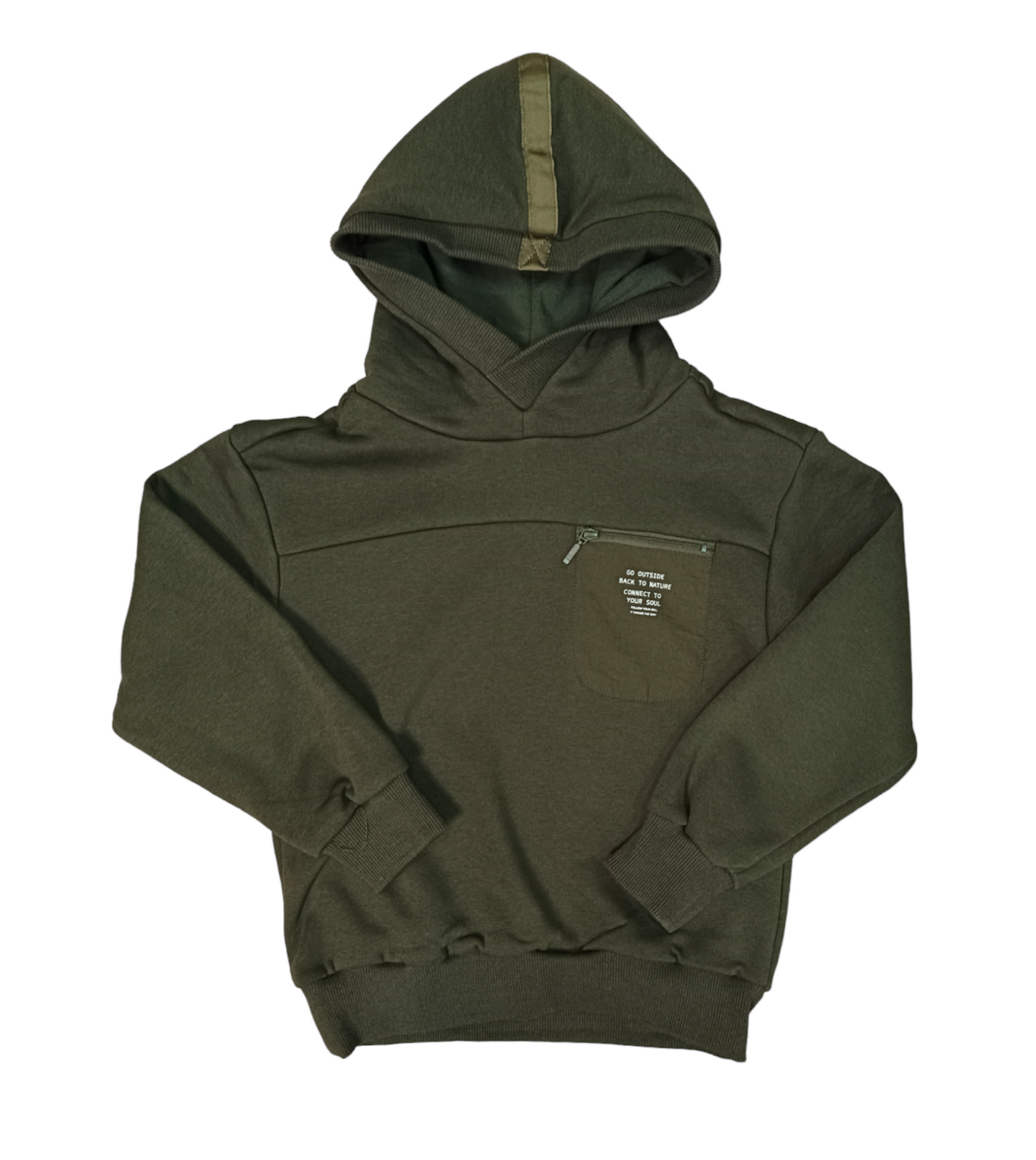 Felpa Verde Bosco Intera con Cappuccio Con Taschino con Lampo Ativo Kids Bambino/Ragazzo 4-16 Anni