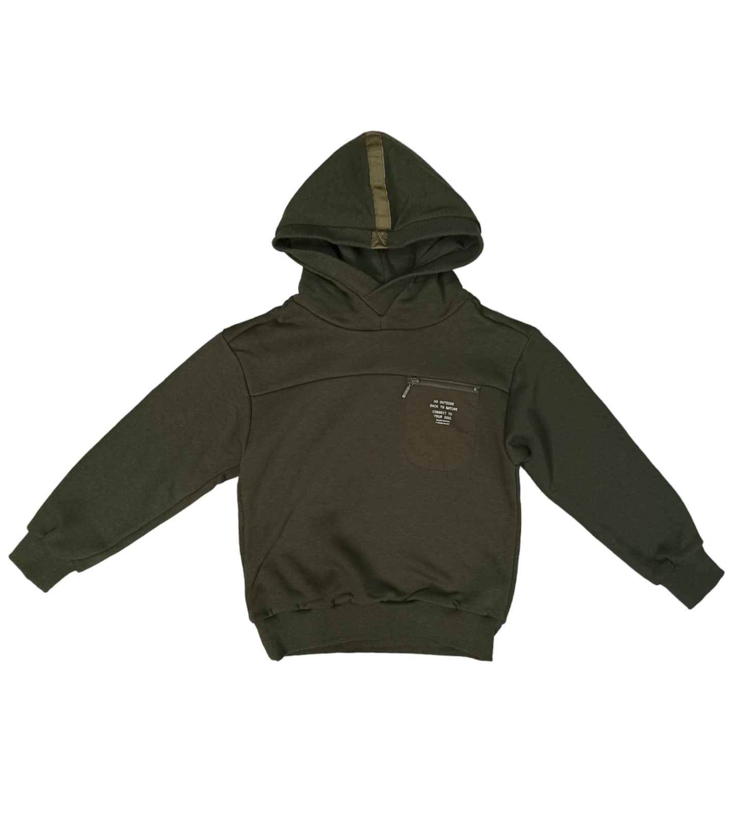 Felpa Verde Bosco Intera con Cappuccio Con Taschino con Lampo Ativo Kids Bambino/Ragazzo 4-16 Anni