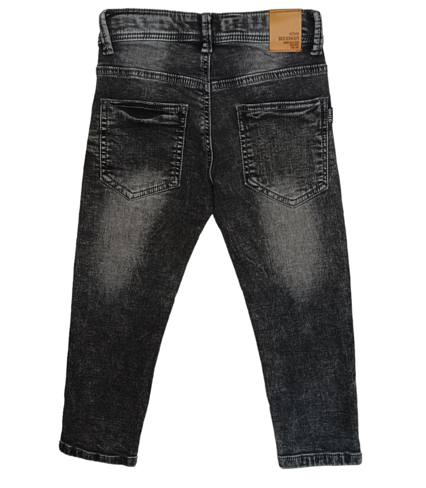 Jeans Grigio Lavato Modello Cinque Tasche Pesante Inverno Super Elasticizzato in Twill Ativo Kids Bambino/Ragazzo 4-14 Anni