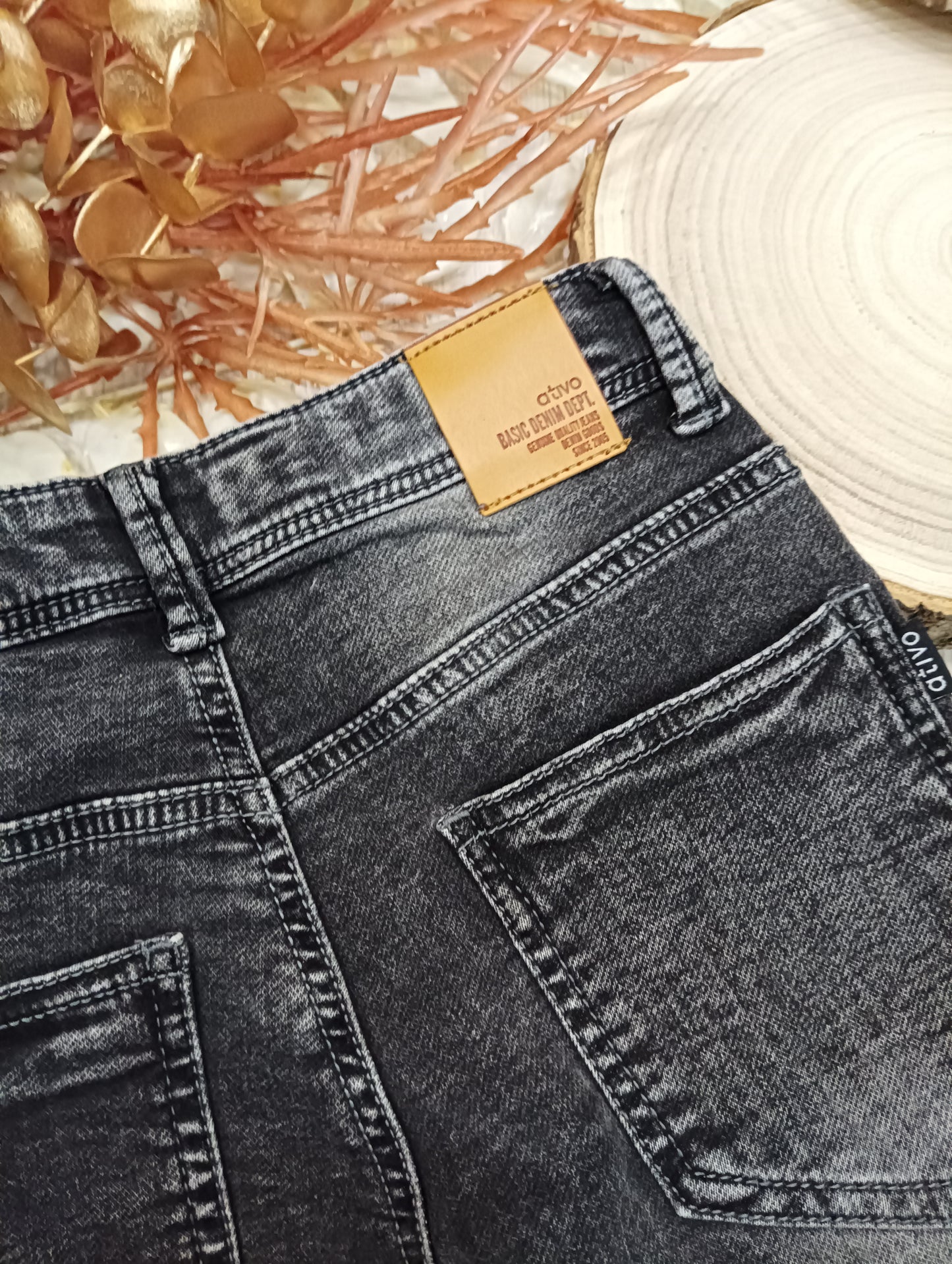 Jeans Grigio Lavato Modello Cinque Tasche Pesante Inverno Super Elasticizzato in Twill Ativo Kids Bambino/Ragazzo 4-14 Anni