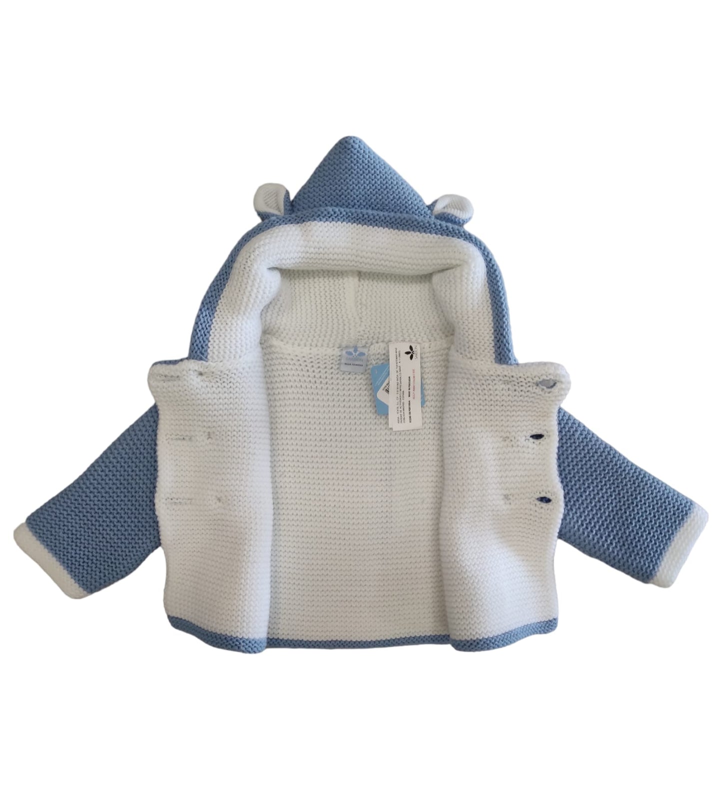 Cappottino Doppio Petto Cardigan Pesante Con Cappuccio Sardon Bambino 6-24 Mesi