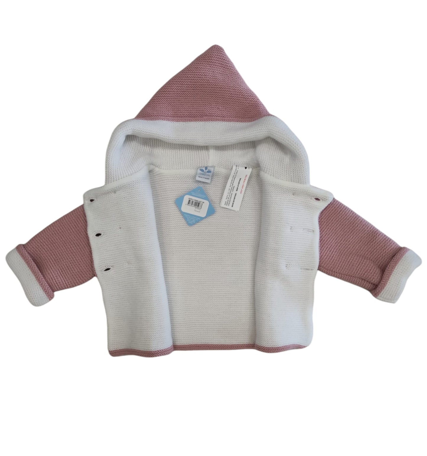 Cappottino Doppio Petto Cardigan Pesante con Cappuccio Sardon Bambina 6-24 Mesi