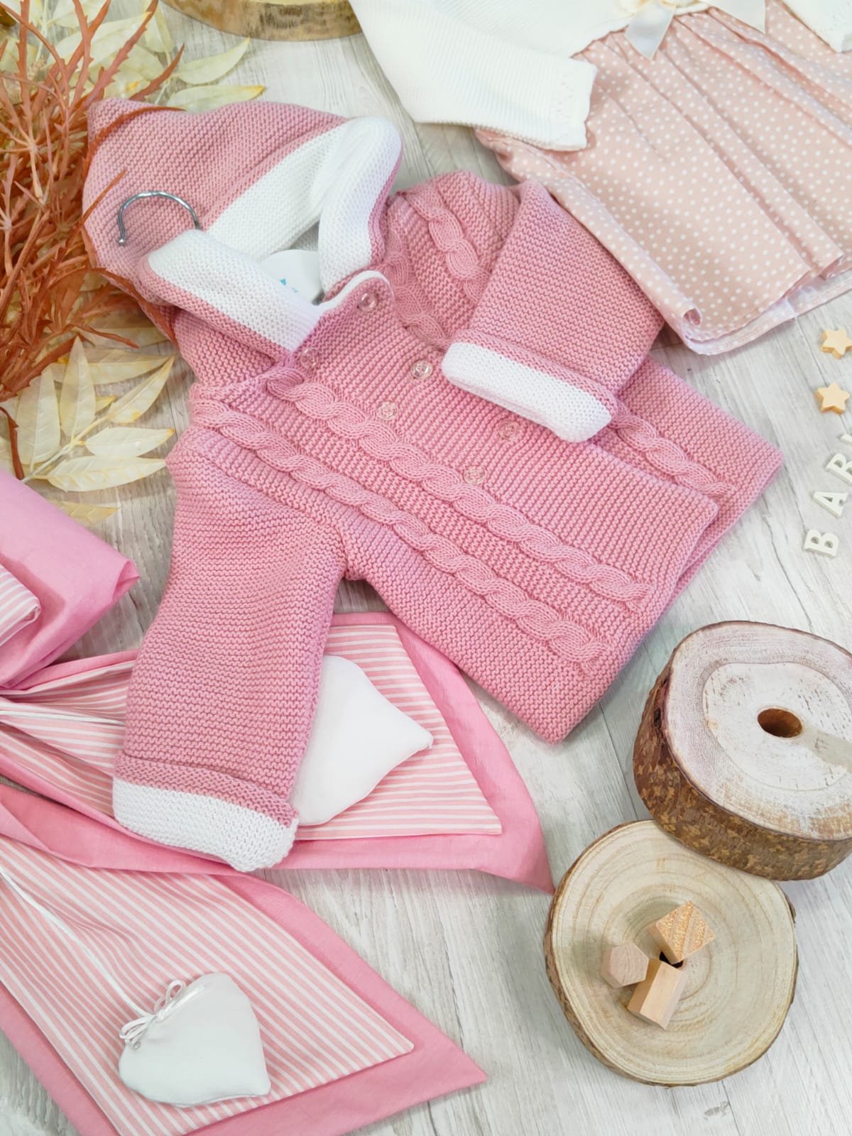 Cappottino Doppio Petto Cardigan Pesante con Cappuccio Sardon Bambina 6-24 Mesi