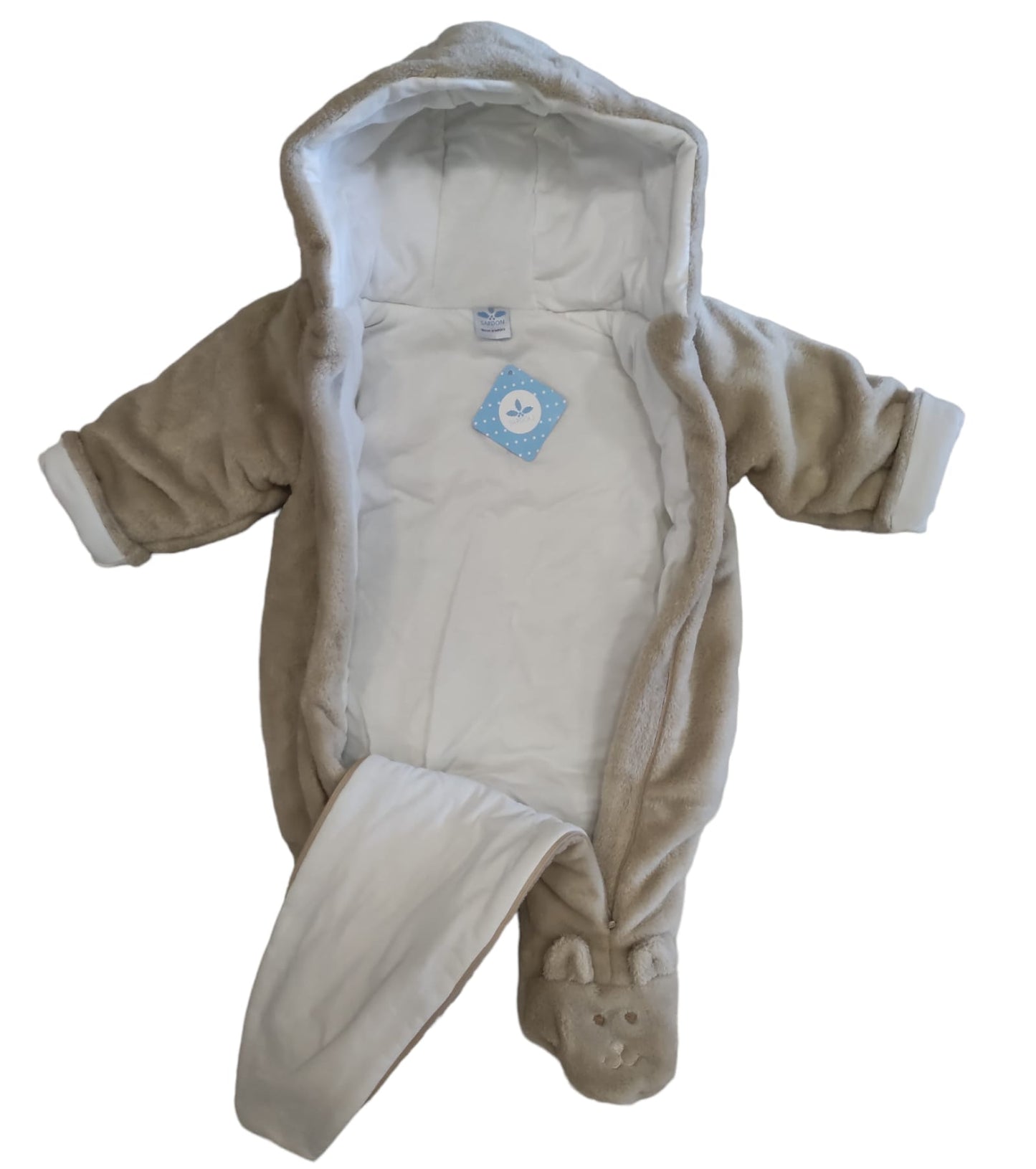 Eskimo Tuta Invernale Beige Imbottita Neonato/a con Cappuccio Doppia Lampo Sardon 3-6 Mesi