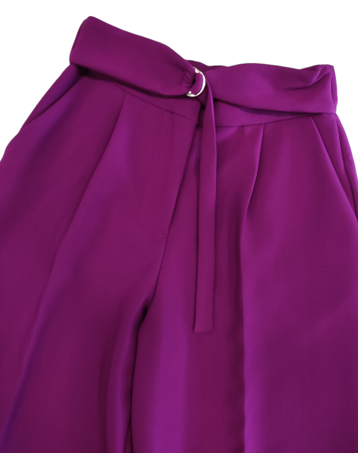 Pantalone Palazzo Cropped a Vita Alta Color Ciclamino Con Cinta Naida Ragazza Taglie 34-44