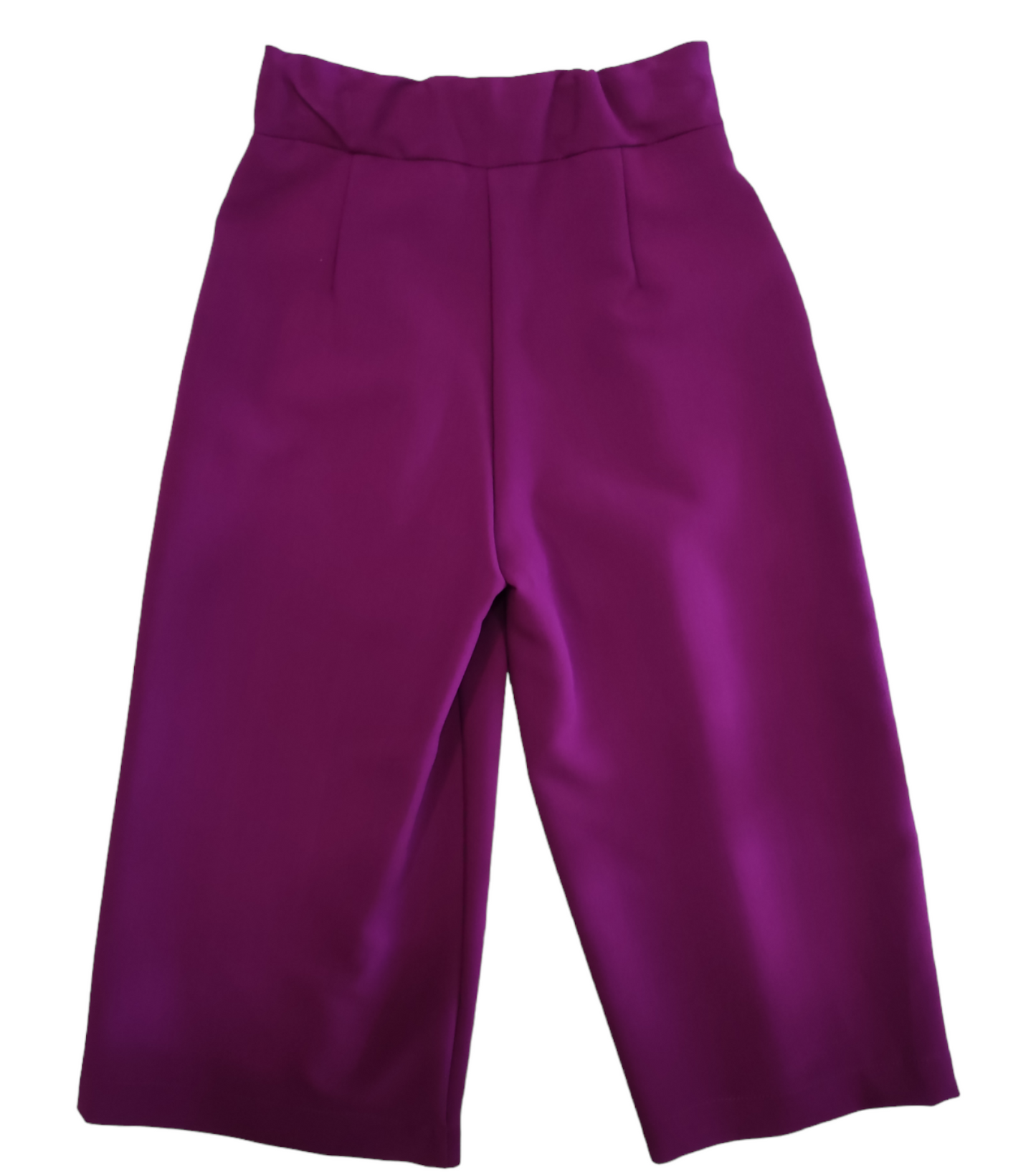Pantalone Palazzo Cropped a Vita Alta Color Ciclamino Con Cinta Naida Ragazza Taglie 34-44