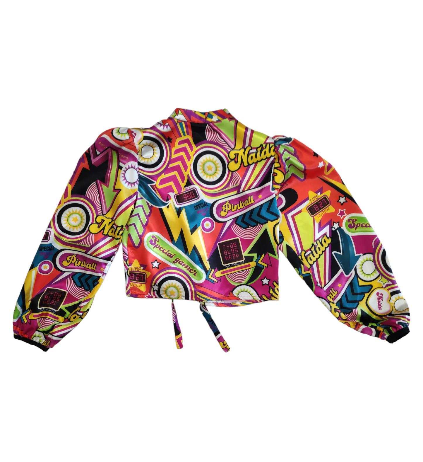 Camicia Cropped Stampata Fantasia Vintage Pinball Naida Ragazza Taglie 34-44