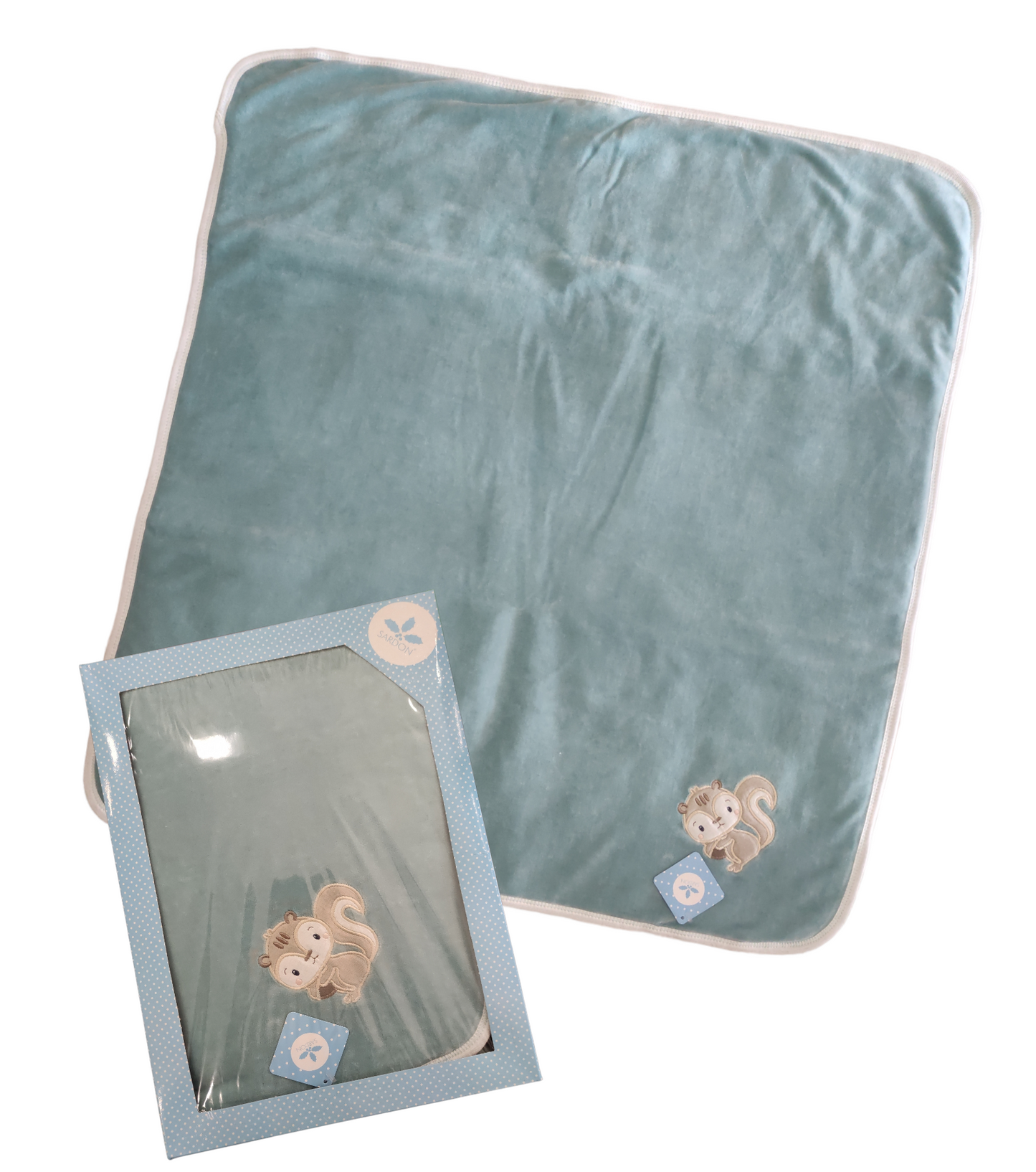 Coperta Invernale Imbottita in Ciniglia Verde Acqua Culla Carrozzina 77x74 cm Neonato Sardon