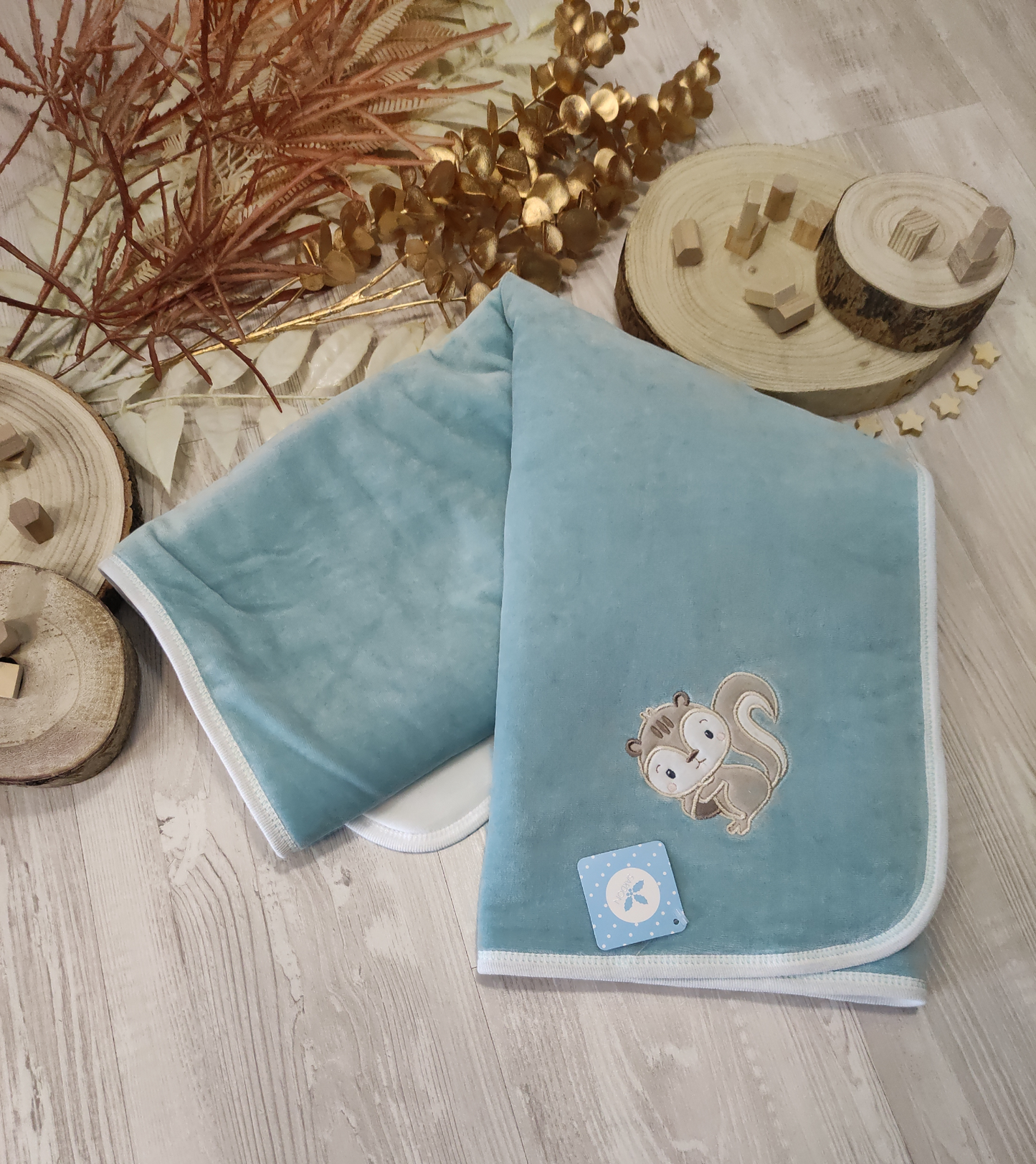 Coperta Invernale Imbottita in Ciniglia Verde Acqua Culla Carrozzina 77x74 cm Neonato Sardon