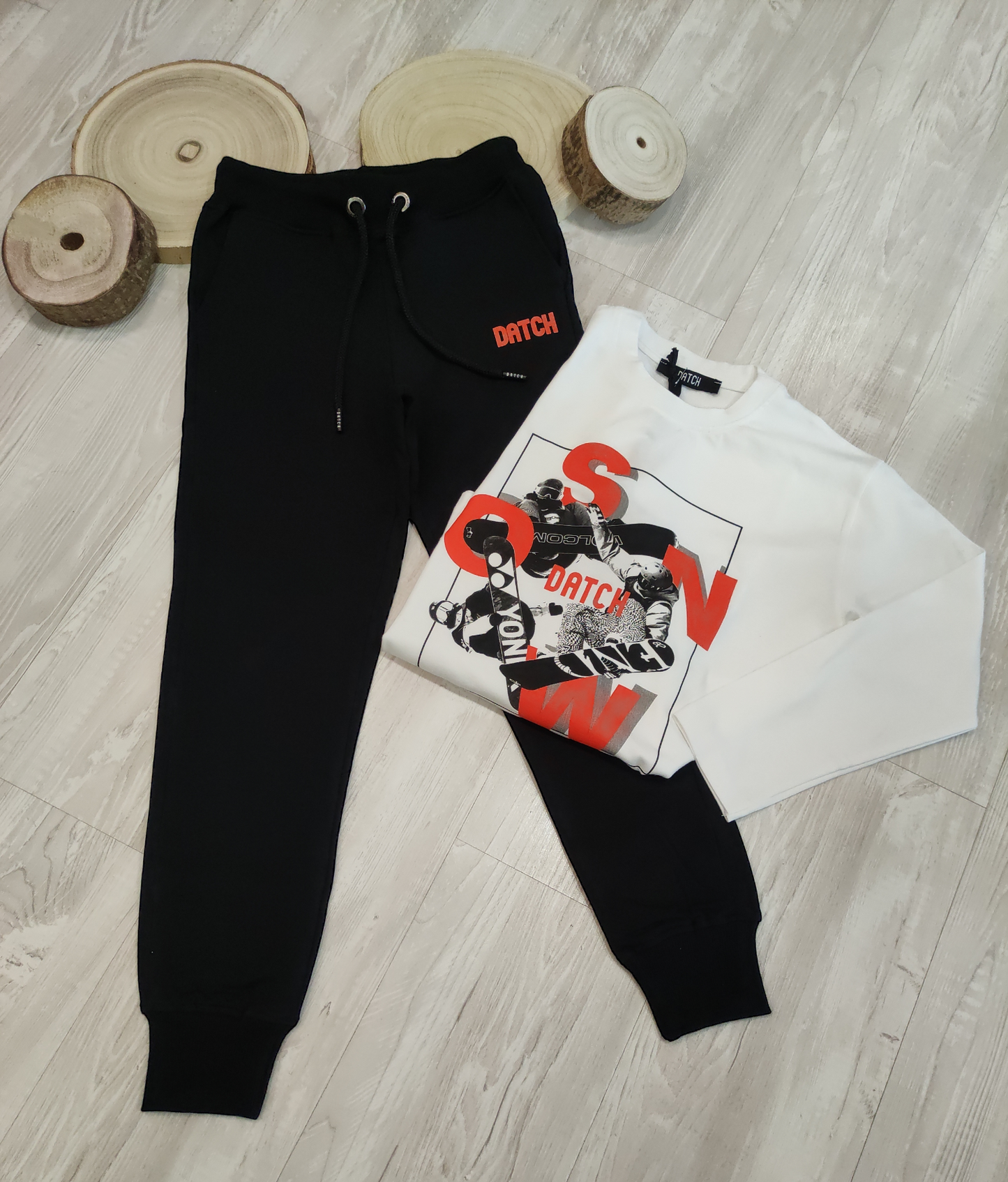T-Shirt Bianca a Manica Lunga Felpata con Stampa Snow DATCH Ragazzo M - XXL 10-16 Anni