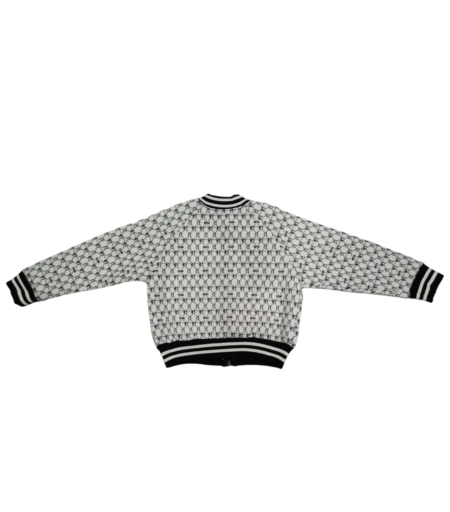 Giubbino Felpa Bianco e Nero Cropped in Jersey Scuba con Zip Stampato Fantasia DATCH Ragazza S - XL 8-14 Anni