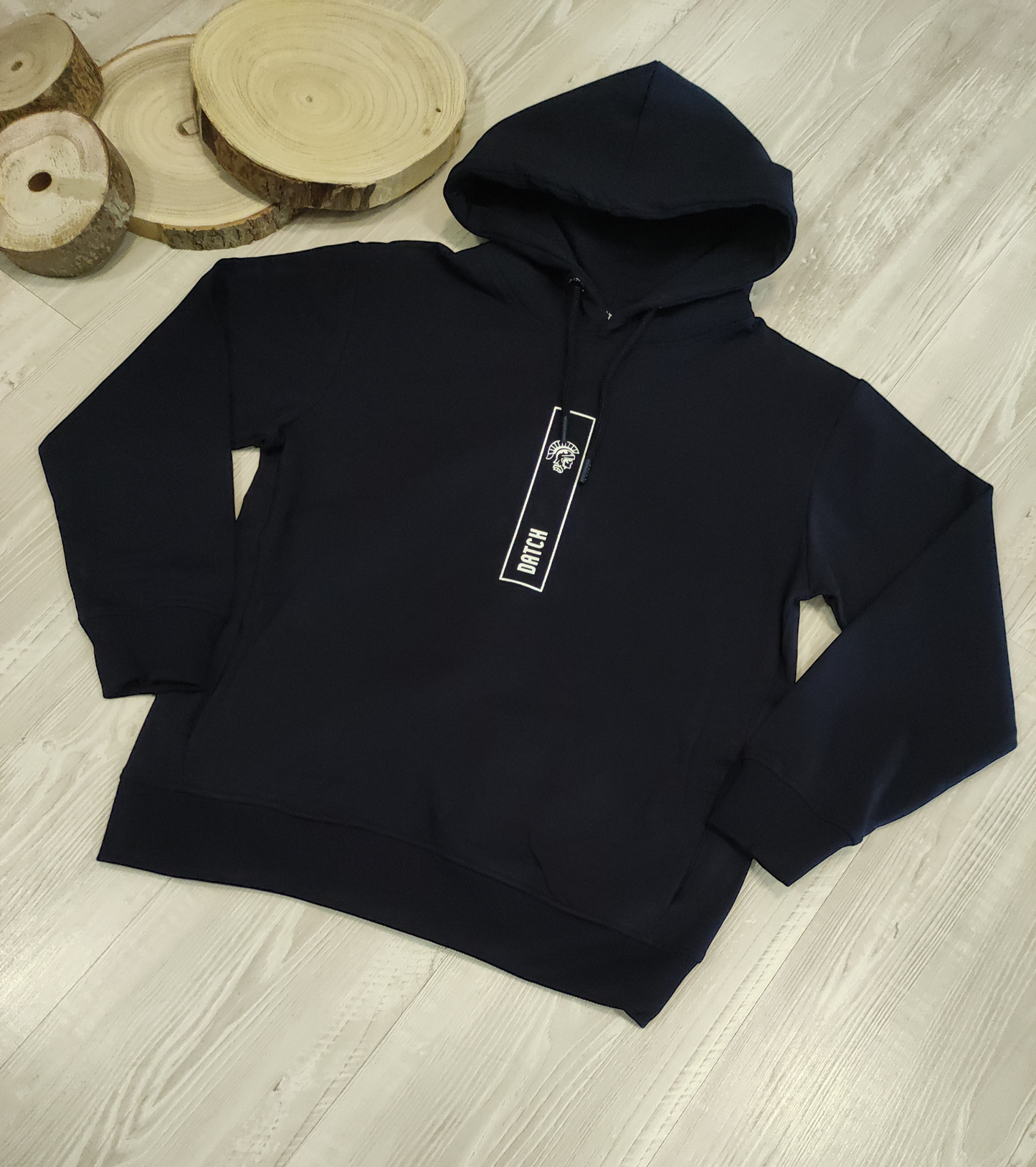 Felpa Chiusa in Tessuto Felpato Blu Scuro Interno con Cappuccio DATCH Ragazzo M - XXL 10-16 Anni