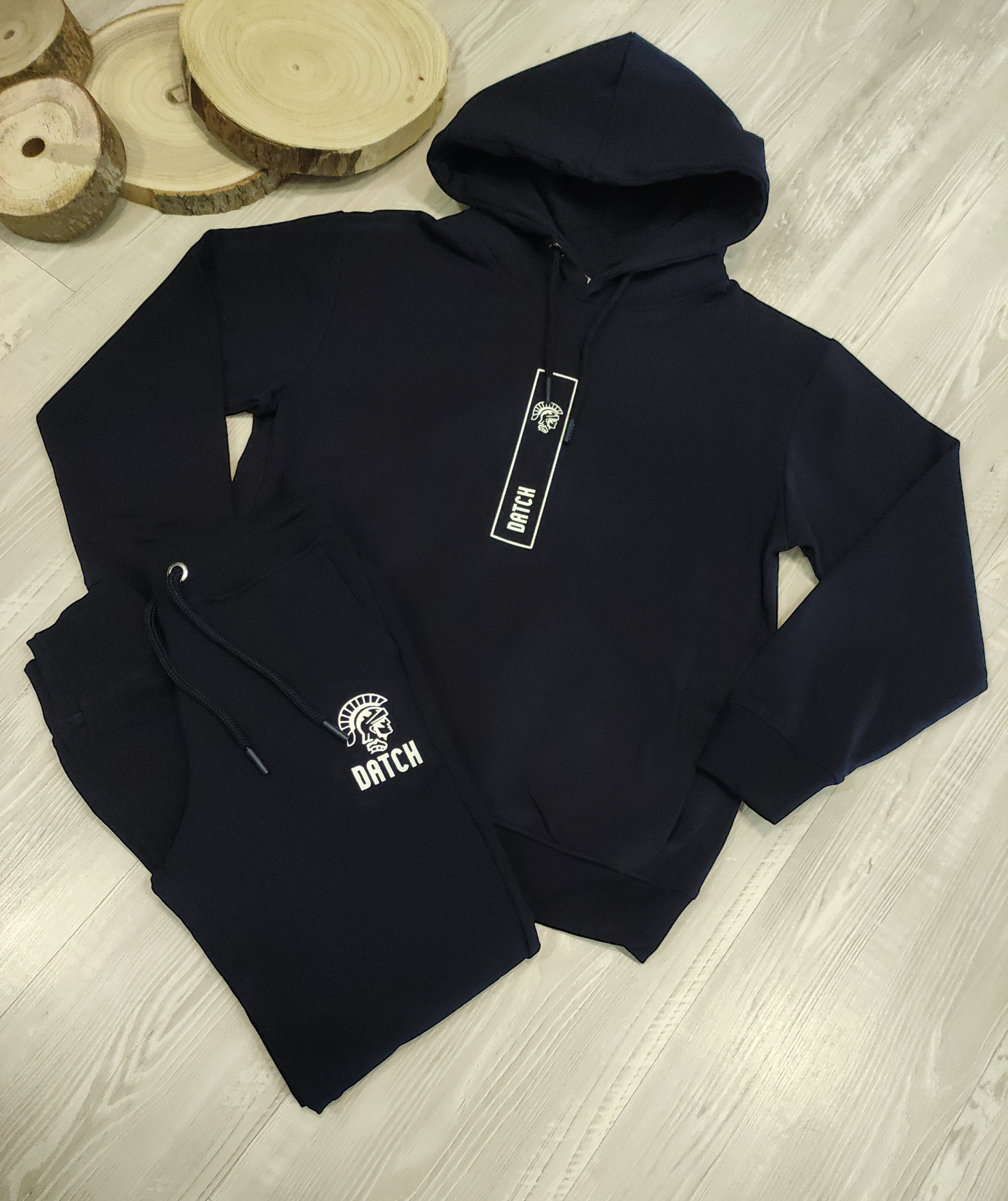 Felpa Chiusa in Tessuto Felpato Blu Scuro Interno con Cappuccio DATCH Ragazzo M - XXL 10-16 Anni