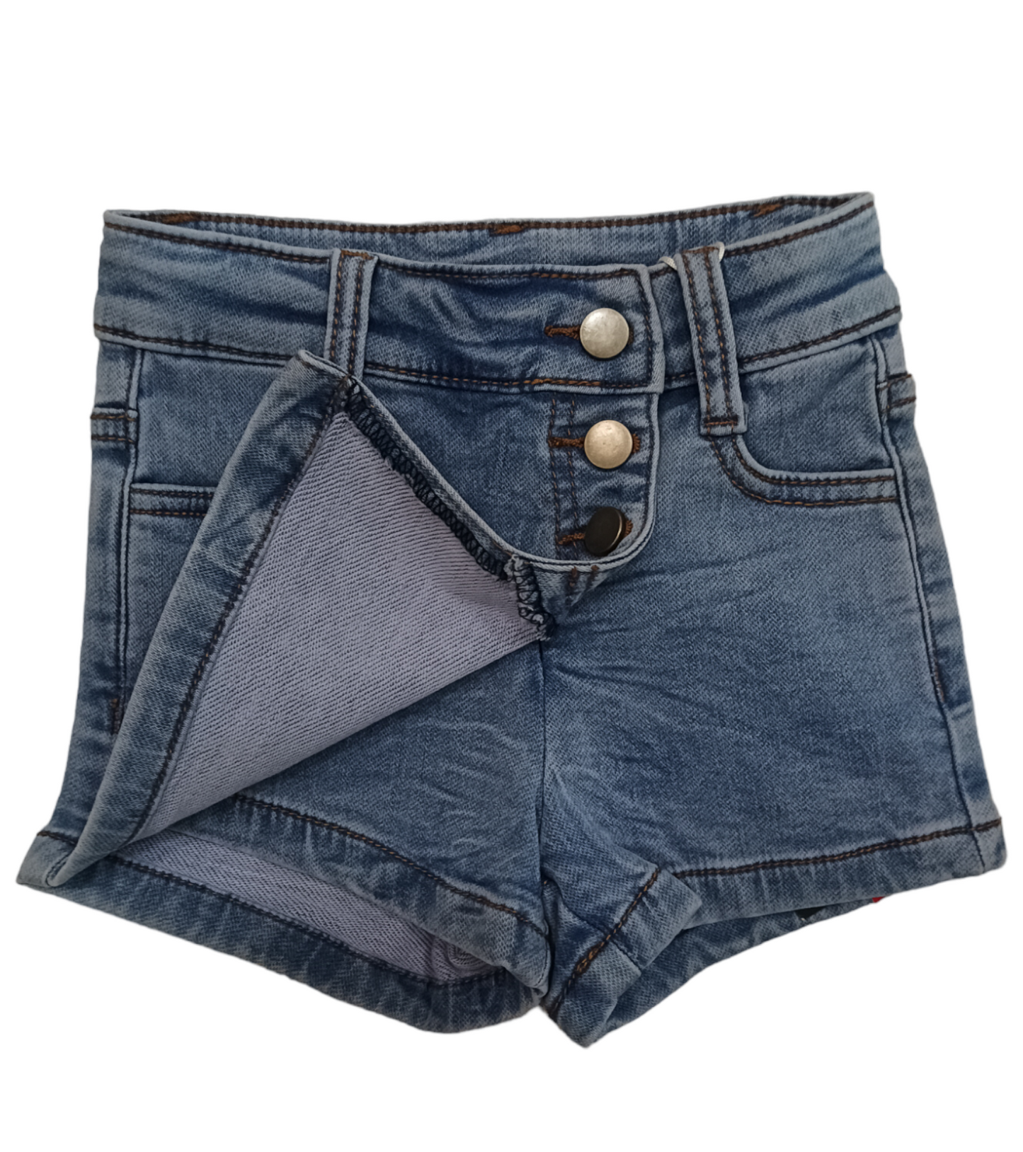 Shorts Invernale Modello Pantaloncino Gonna in Denim Chiaro con Tre Bottoni Ativo Kids Bambina 12-36 Mesi