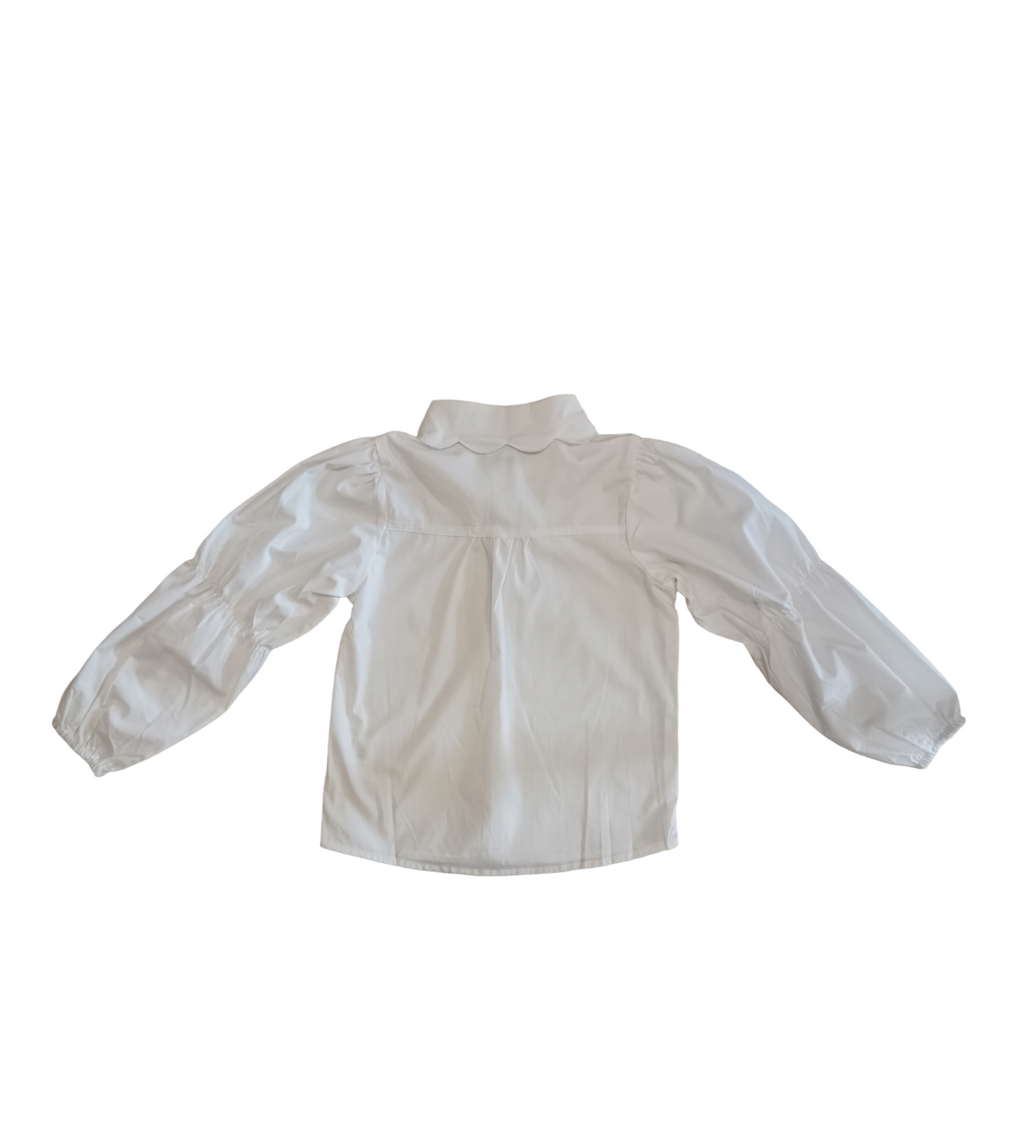 Camicetta Bianca in Cotone Elasticizzato con Bottoni Colletto Petaloso Manica Doppio Palloncino Ativo Kids Bambina/Ragazza 4-12 Anni