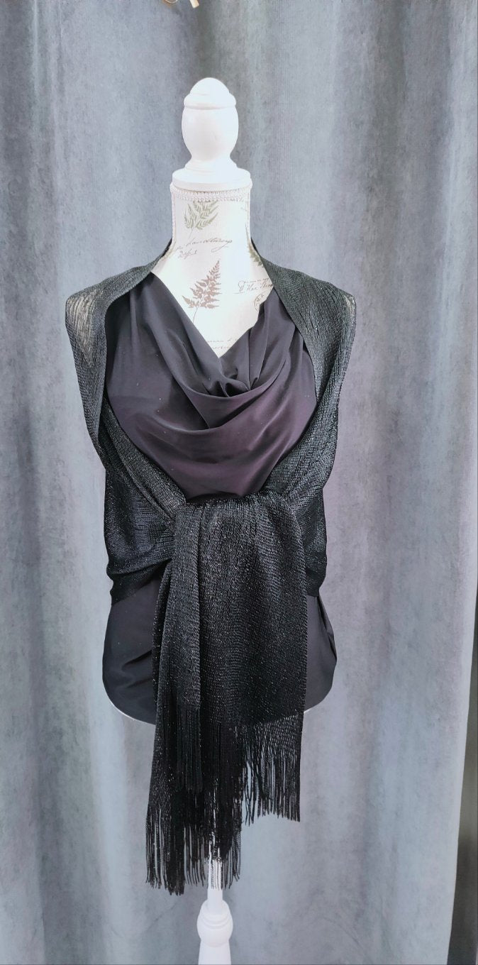 Sciarpa Copri Spalle in Lurex con Frange 180x55 cm