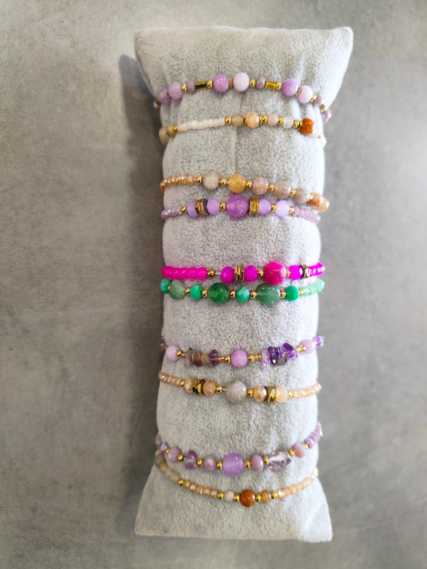 Bracciali Donna Elasticizzati con Perline e Pietre Dure