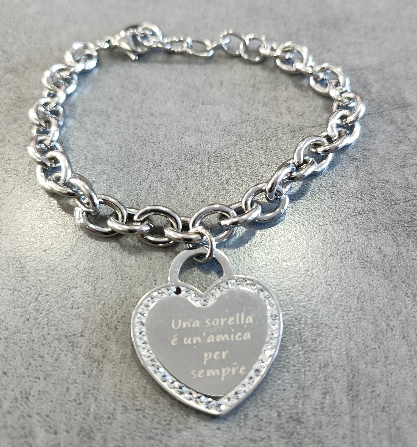 Bracciale in Acciaio e Charm con Dedica Personalizzata