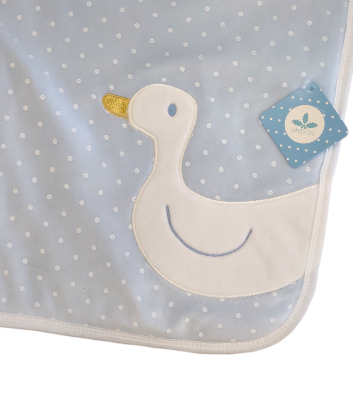 Coperta Celeste Invernale Imbottita Culla e Carrozzina 77x74 cm Neonato Ricamata Oca Sardon