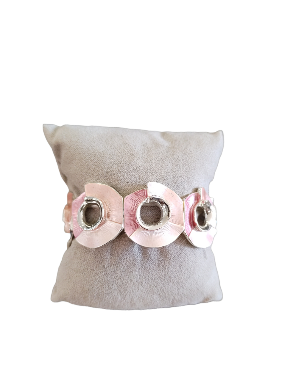 Bracciale Donna Smaltato Rosa con Elastico