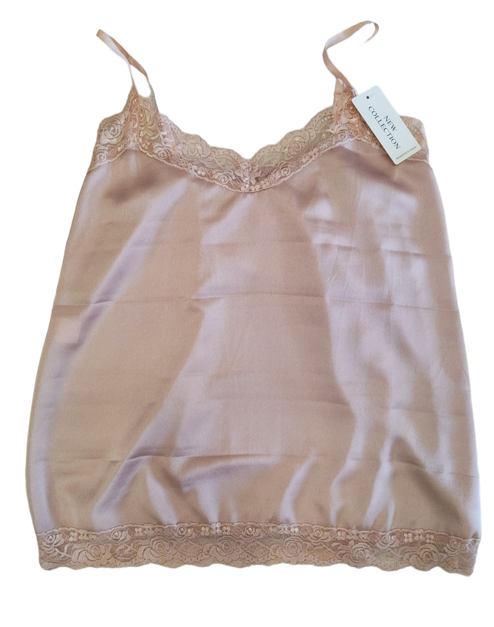 Top Donna Raso Con Pizzo in Tinta Unita Linea Curvy