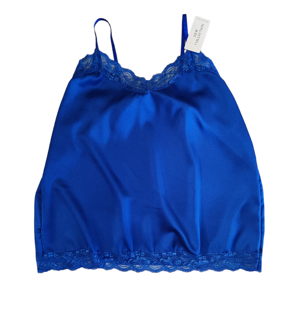 Top Donna Raso Con Pizzo in Tinta Unita Linea Curvy