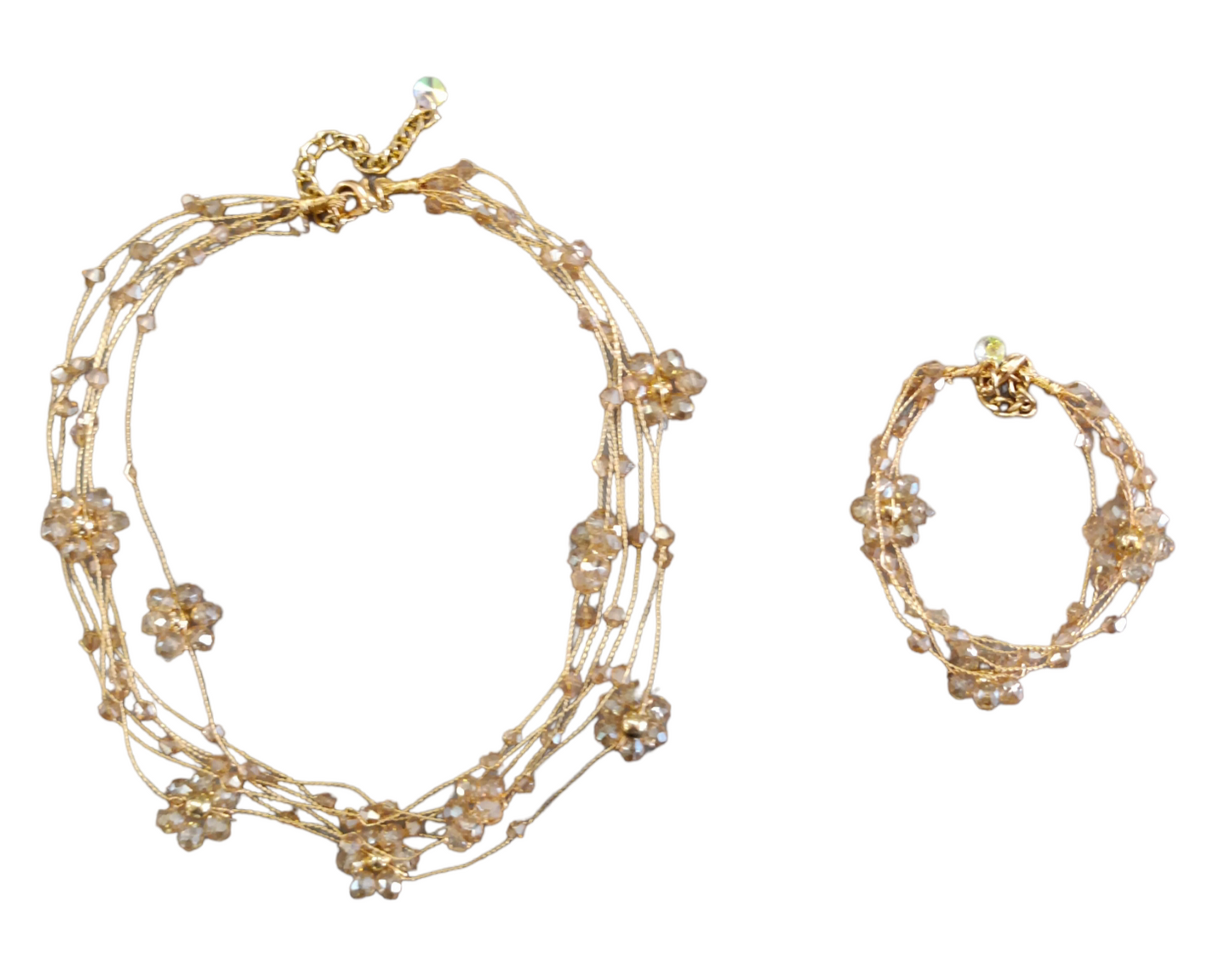 Bracciale Donna Multi filo con Fiorellini e Punti Luce