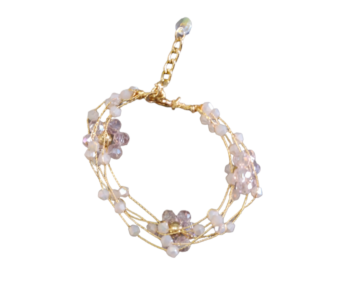 Bracciale Donna Multi filo con Fiorellini e Punti Luce