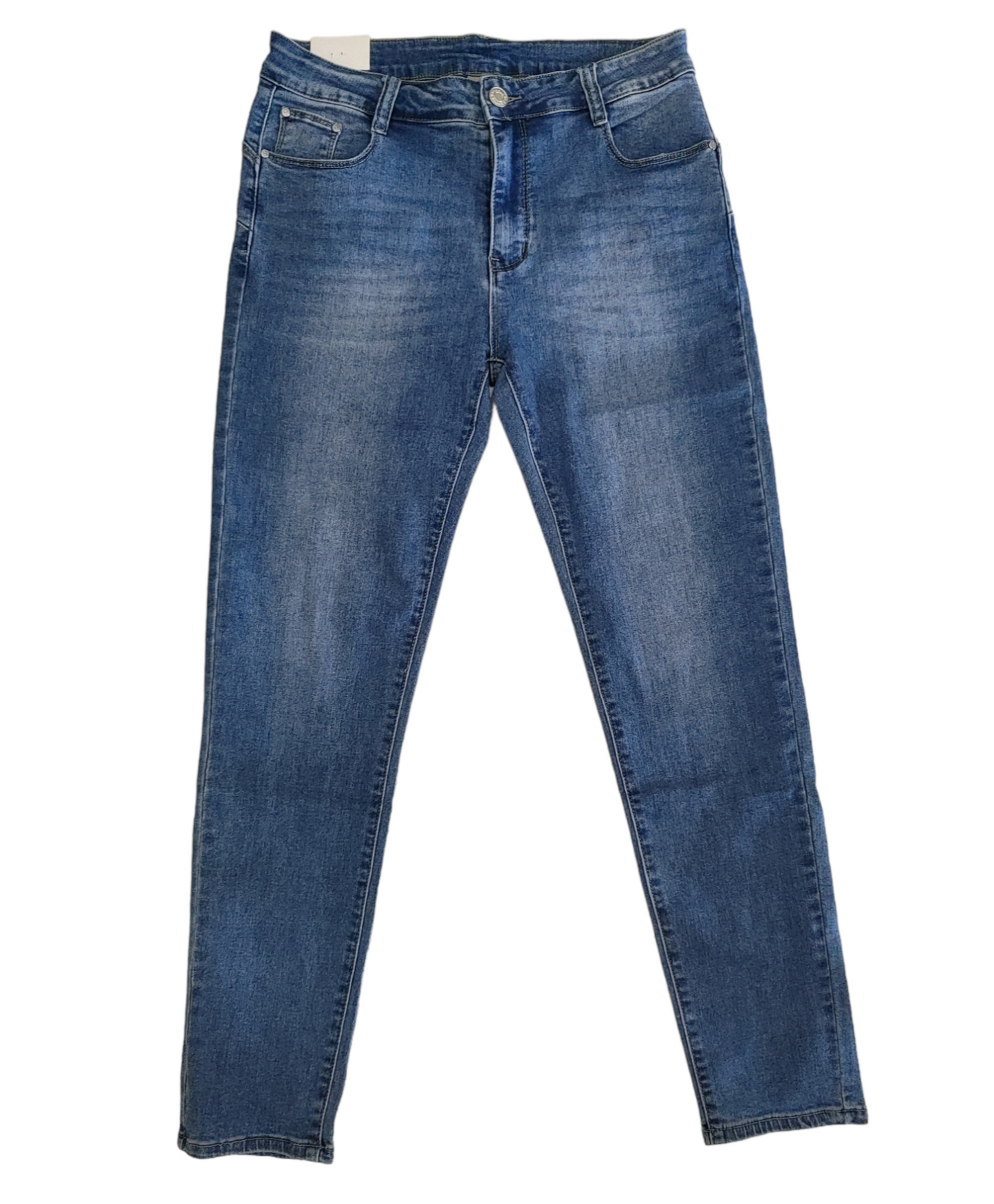 Jeans Donna Elasticizzato Cinque Tasche Push Up con Bottone e Zip di Chiusura