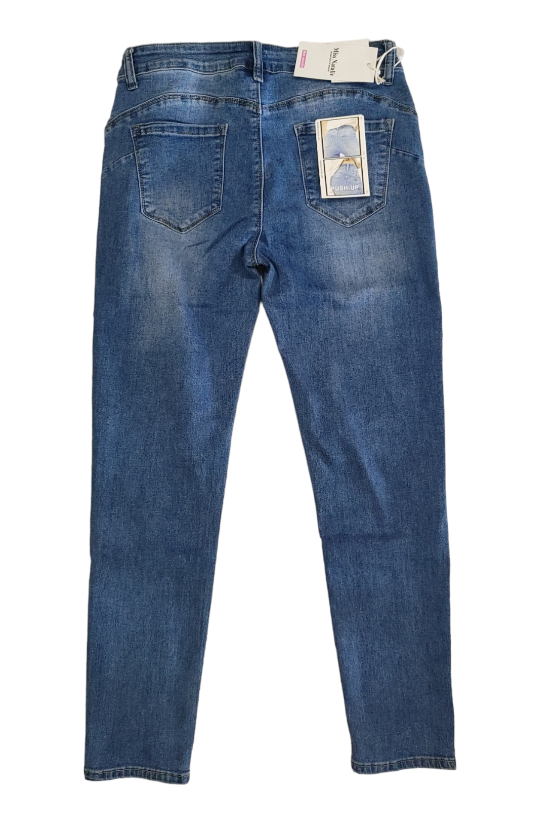 Jeans Donna Elasticizzato Cinque Tasche Push Up con Bottone e Zip di Chiusura