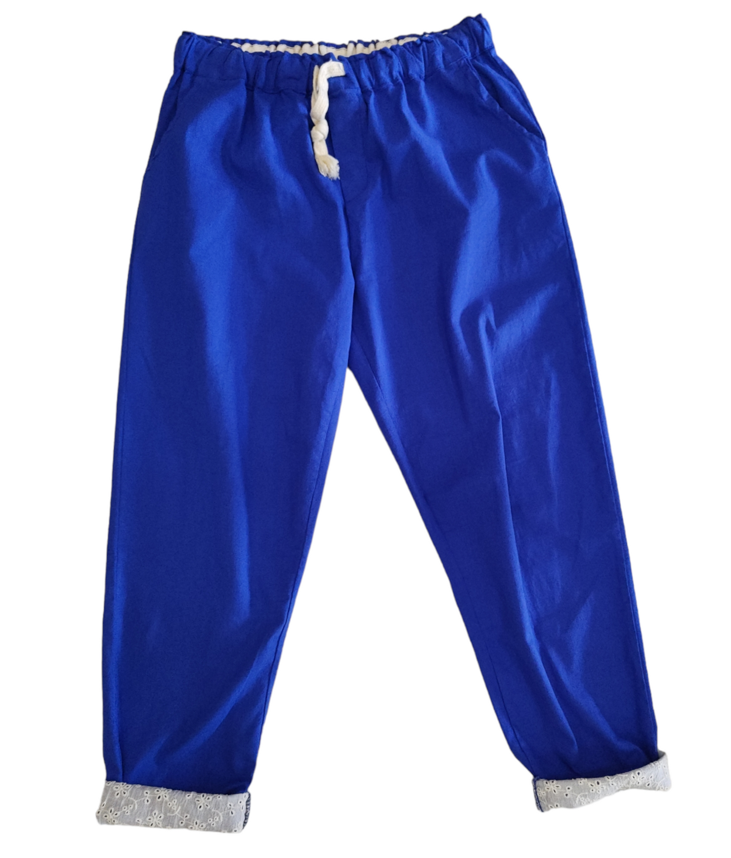 Pantalone Donna Tinta Unita con Risvolto rifinito in San Gallo