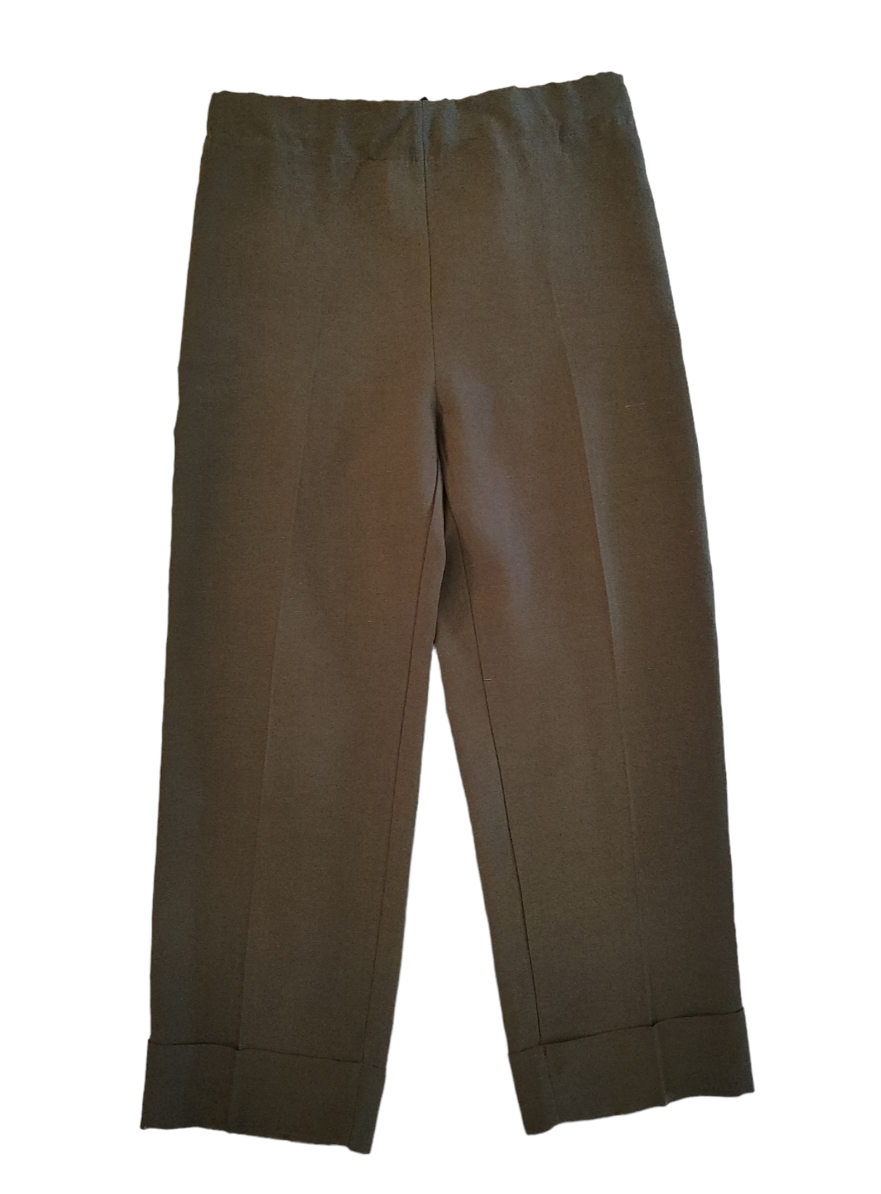 Pantalone Cropped in Viscosa con Risvolto Alto