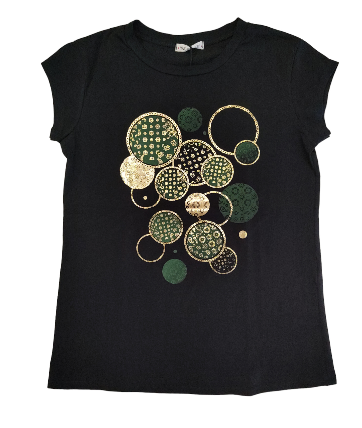 T-shirt Donna Manica Corta in Cotone Colorato con Stampa Lucida Taglia Unica