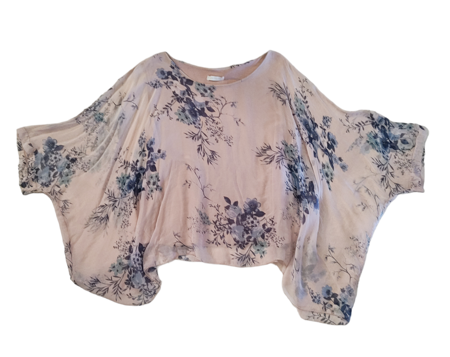 Completo Donna Color Cipria in Misto Seta con Pantalone a Palazzo e Blusa Modello Pipistrello