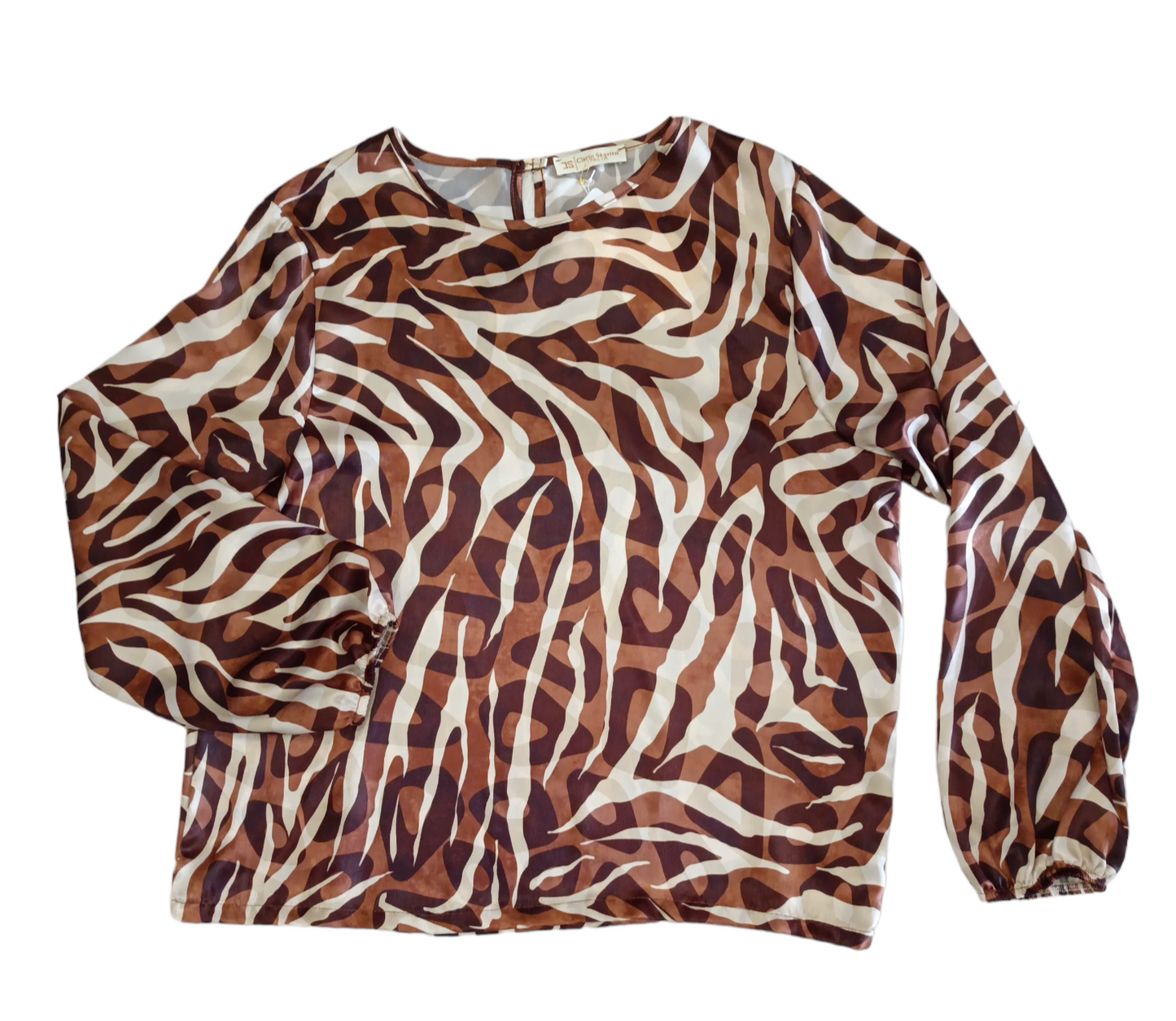 Camicia Donna Clarin Shavien a Manica Lunga con Elastico al Polsino in Fantasia Astratta