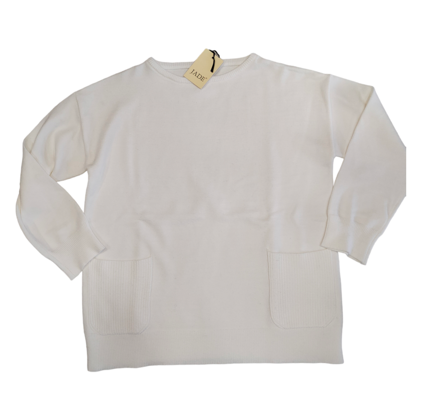 Maglioncino Donna in Calda Viscosa con Tasche sul Davanti color Panna
