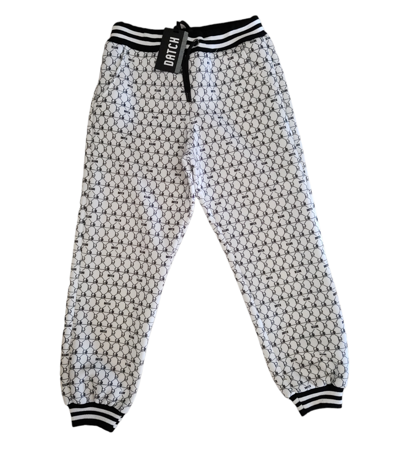 Giubbino Felpa Bianco e Nero Cropped in Jersey Scuba con Zip Stampato Fantasia DATCH